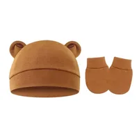 Baby Girl Hat Gloves Set Cotton Newborn Beanie for Girls Accessories Baby Cap Toddler Infant Bonnet Hats New Born Gift 5