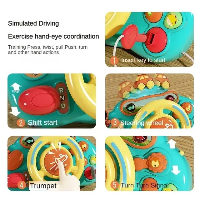 Jouet électrique pour bébé de 0 à 36 mois, simulation de voiture de conduite, copilote, volant, poussette, jouets éducatifs précoces pour tout-petits 6