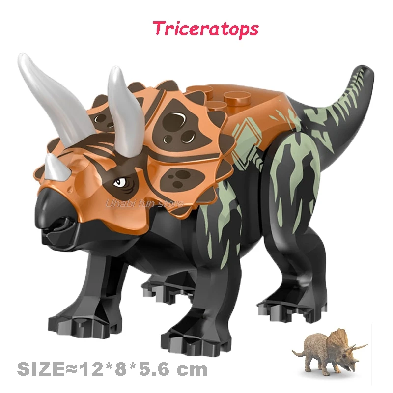 Jurassic Dinosaur Building Blocks - modele Velociraptor, Triceratops, Indominus i T‑Rex