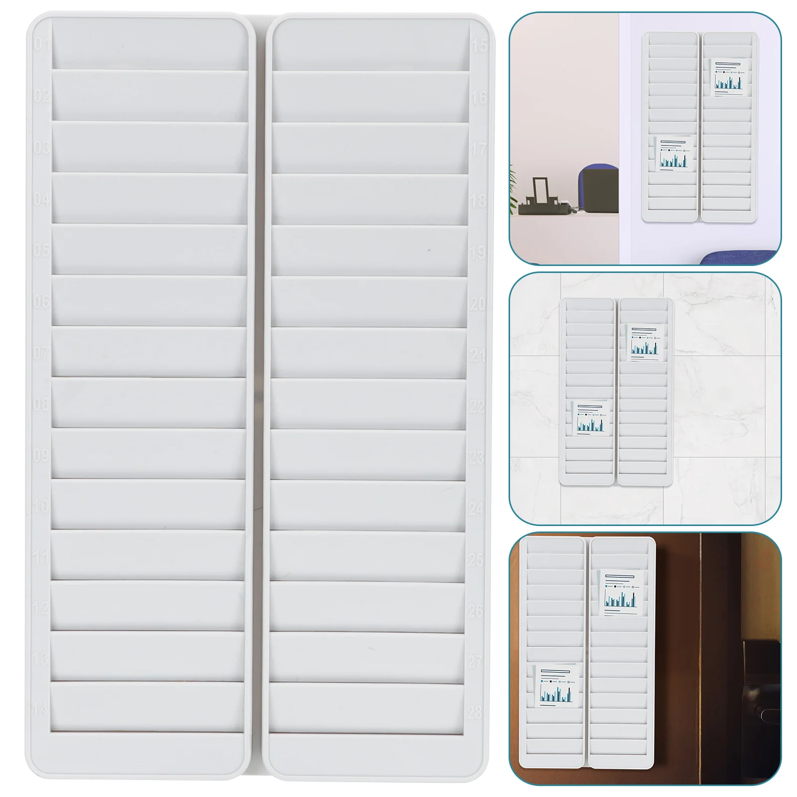 

Plastic Business Card Holder Clock Slots Cards Vertical 28-slots Rack Attendance Storage Pp Office Time Wall Mounted