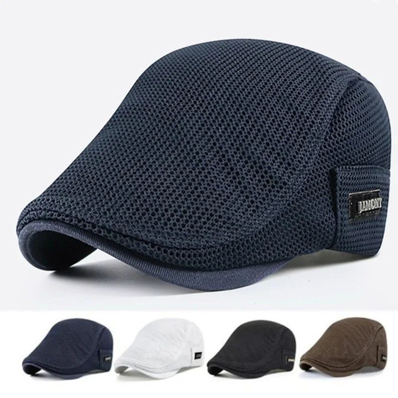 

New fashion Cabbie Flat Cap Breathable Mesh Newsboy Beret Ivy Cap