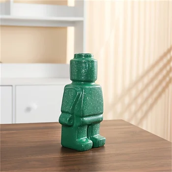 Vaso robot in ceramica in stile nordico Vaso da fiori per interni Decorazione moderna per interni domestici Decorazione per articoli bianchi Decorazione per scrivania da ufficio 1