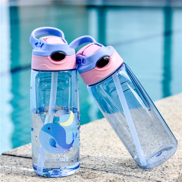 480ML Kids Water Cup Creative Cartoon Baby Feeding Cups With Straws  Leakproof Water Bottles Outdoor Portable Children's Cups