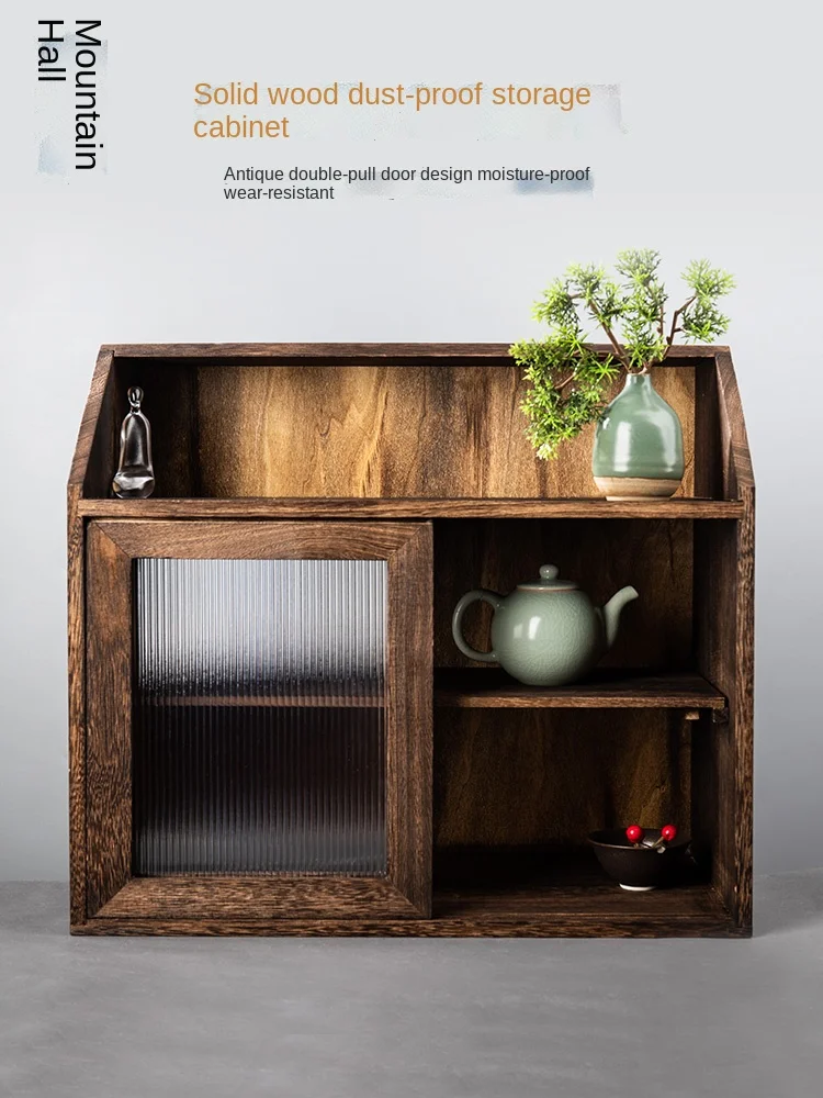 

Solid Wood Cup Holder Small Antique Shelf Chinese Style Duobao Pavilion Tea Set Decoration Accessories Storage Cabinet Storage