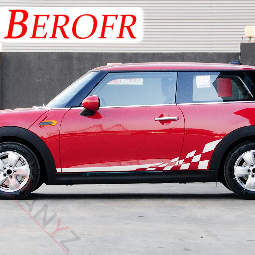

2 шт. Cay Стайлинг боковая наклейка для Mini Cooper F56 2014-в подарок крышка Hardtop боковые полосы клетчатый флаг шахматные наклейки