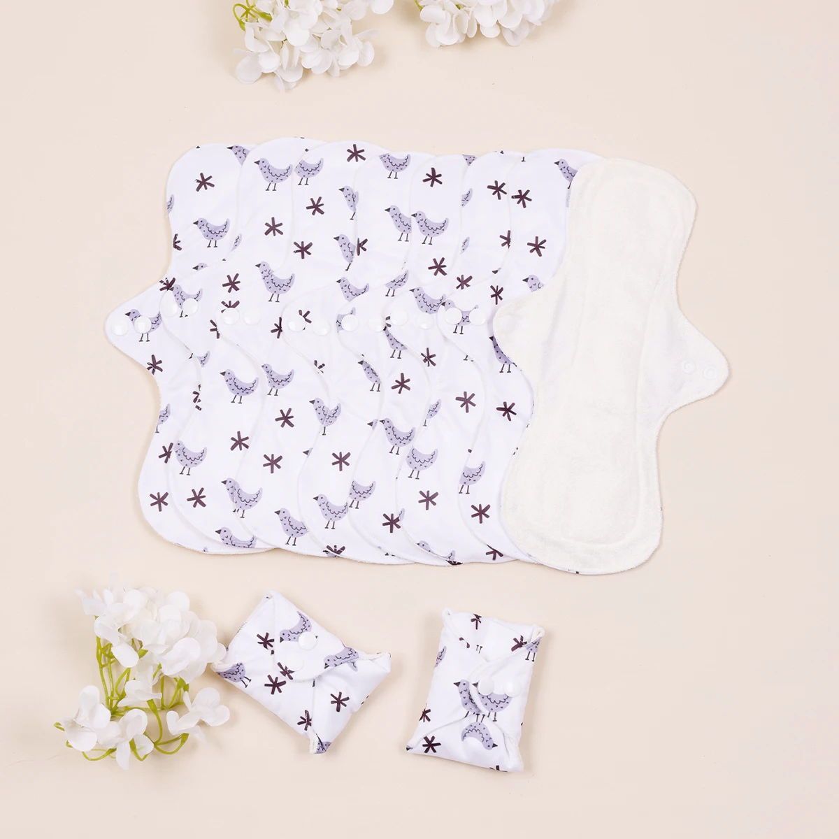10Pcs/Set Large Women Reusable Menstural Pads for Monthly Thick Washable Sanitary Napkins Highly Absorbent Washable Heavy Pads