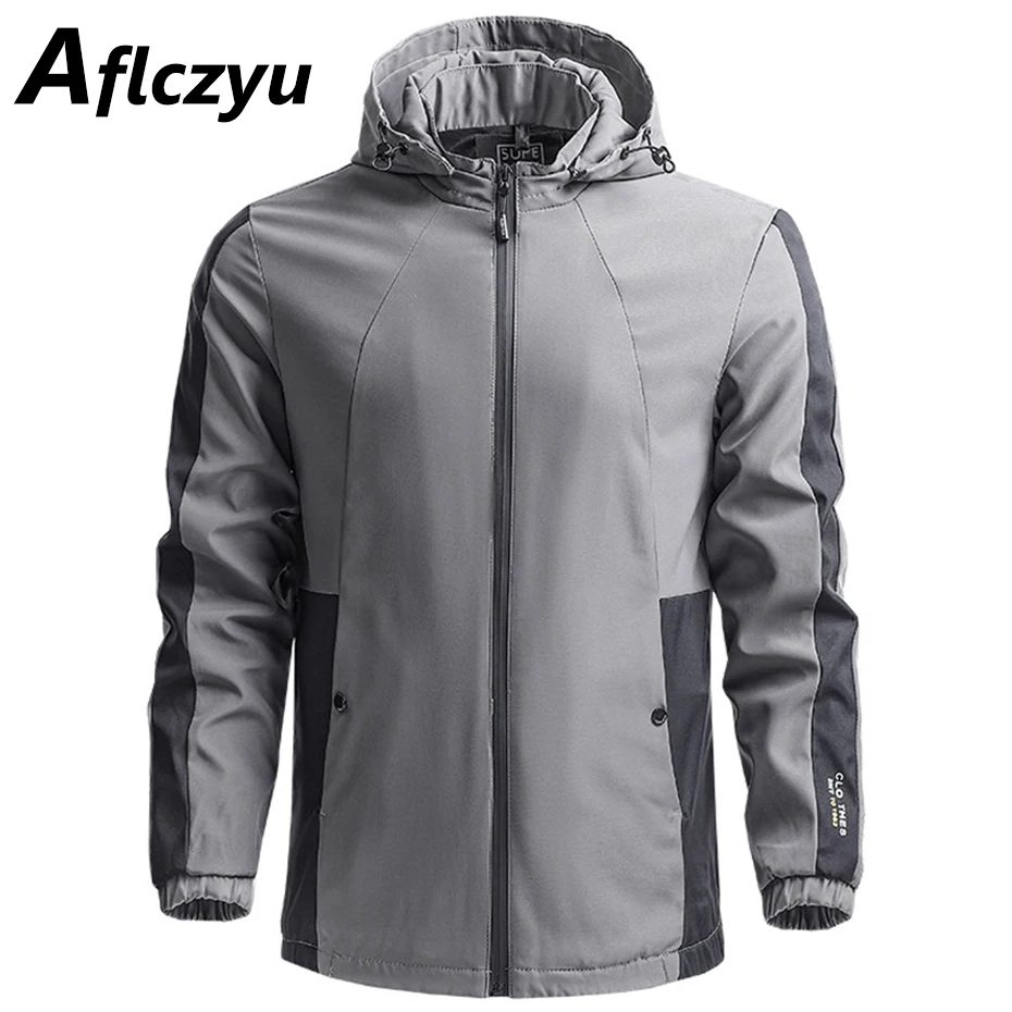 Patchwork Jacket Men Spring Autumn Hooded Jacket Coat Fashion Casual Windbreaker Male Outerwear Outdoor