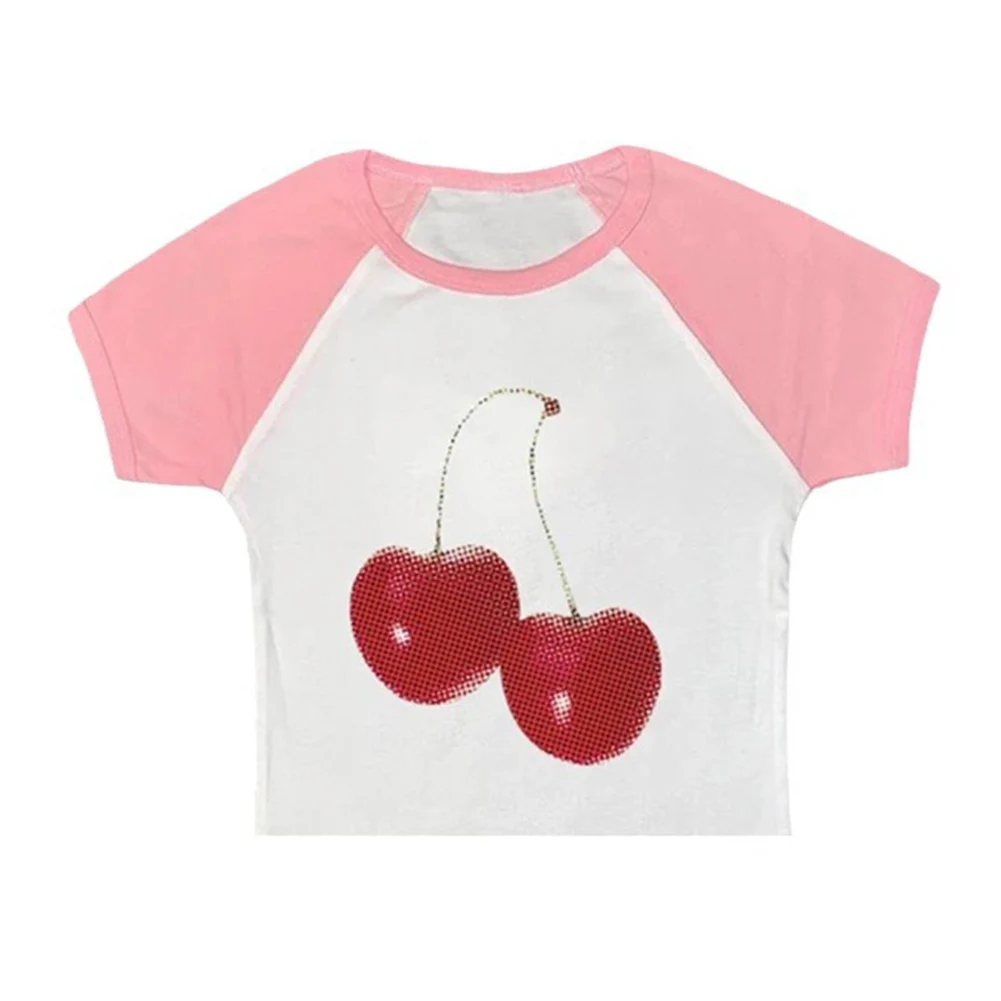 Baby T-Shirt Ernte Top T-Shirt ästhetischen Kirsch druck Goth Harajuku Monogramm Sommer Frauen y2k weibliche Mode