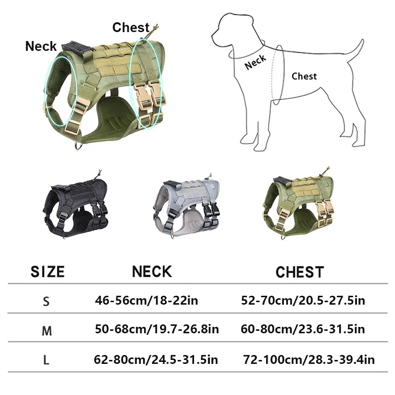 Tactical Dog Harness Military Big Dog Vest German Shepherd Durable Dog Harnesses