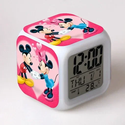 

MINISO Disney's New Cartoon Mickey Minnie Donald Duck Colorful Alarm Clock Color-changing LED Alarm Clock The Best Birthday Gift