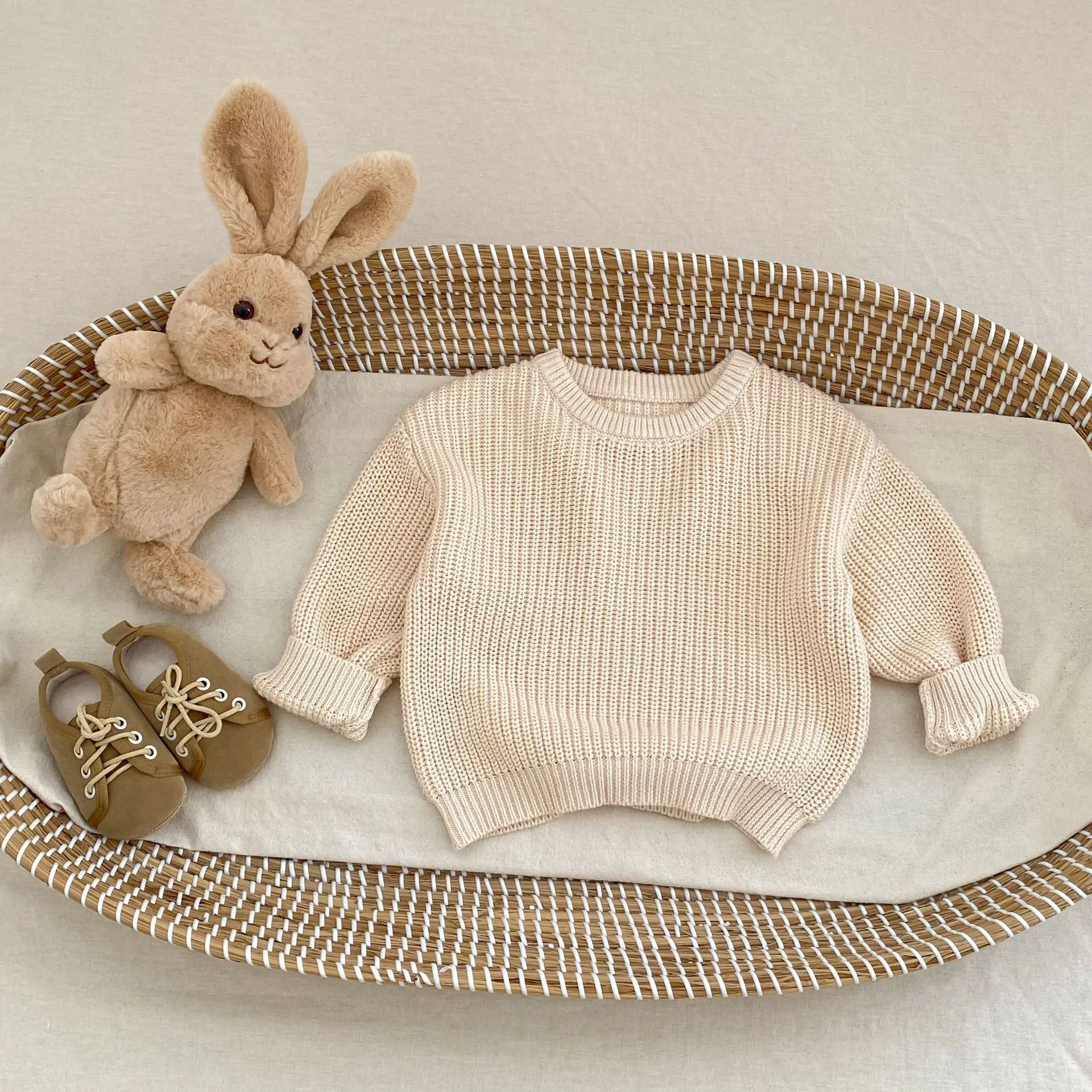 Solid Color Knitted Pullover Sweater for Baby Boys & Girls 2