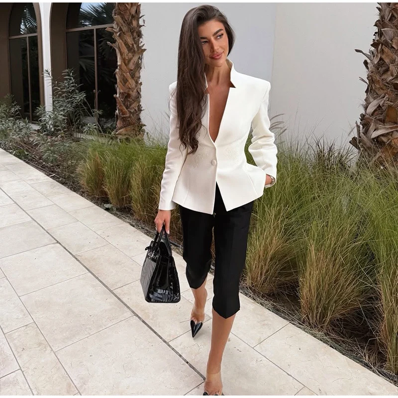 Solid Color Lace Patchwork Stand Collar Blazer Long Sleeve Single Breasted 2026 Spring Women Jacket Trendy Chic Lady Suit Coats 80 S4a8de84d9b254a93ad482ea7f01d6151l