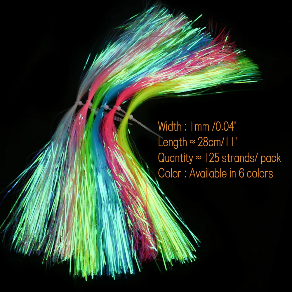 Lot De 6 Flashabou Torsadé Pour Montage Mouche - Couleurs Assorties, 28/30 Cm