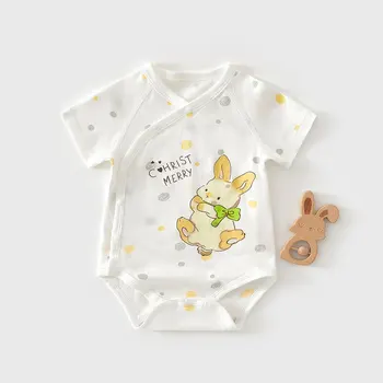 AYNIGIELL ثوب فضفاض صيفي للأطفال حديثي الولادة 100% قطن جسم الرضع بأكمام قصيرة بدلة أطفال كرتونية ملابس رومبير للأطفال الأولاد والبنات 2