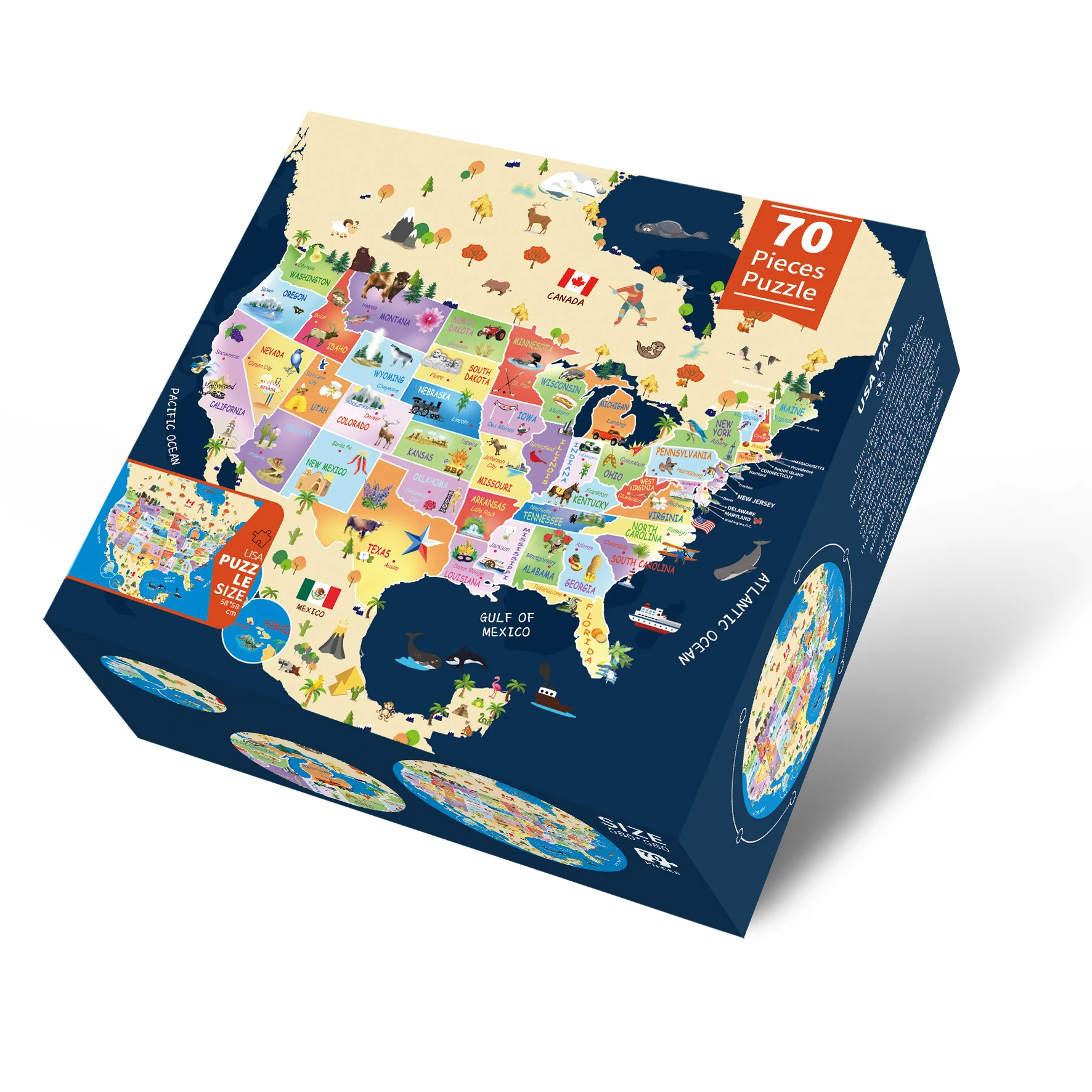 70 Piece Puzzle for Kids, Jigsaw Puzzles, Educational Toy, Large Round Floor Puzzles for Kids, Christmas Birthday Gift for Kids 5