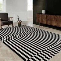 Black White Plaid Print Carpet for Living Room Sofa Coffee Table Large Area Rugs Non Slip Bedroom Decor Dirt Resistant Floor Mat 2