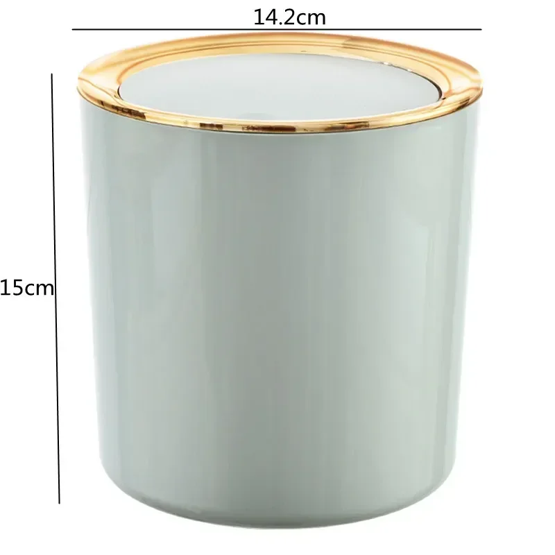 Cubo de basura de plástico redondo pequeño, papelera, contenedor de basura con tapa abatible, cubo de basura para baños, cocinas