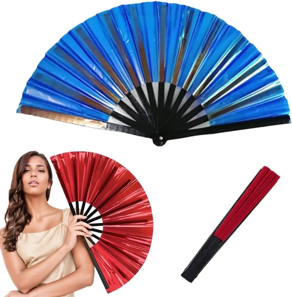Boots on The Ground Clack Fan, New Large Holographic Folding Hand Line Dance Popping Fan,Clap Fans for Line Dancing