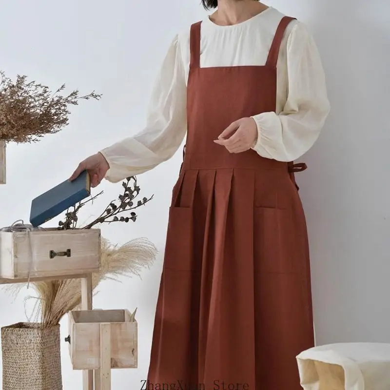 3XUF Pinalore wasserdichte Schürze für Frauen mit Taschen wasserdicht Kochschürze für Arbeiten Gartenarbeit Kochen Malerei Back – Detail 9