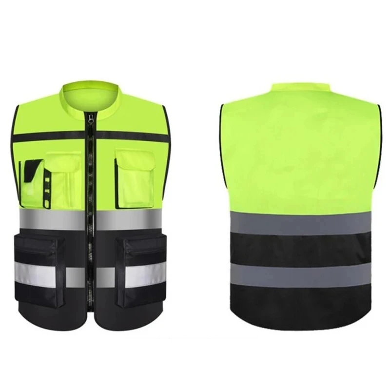 High Visibility Multi Pocket Oxford Fabric Reflective Safety Vest Customized Logo For Night Riding Reflective Vest