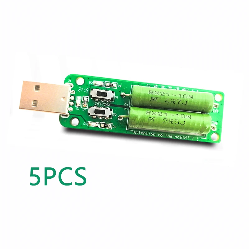 

5pcs USB Resistance Electronic Load 5V Aging Resistance Tester Charging Treasure Mobile Power Test