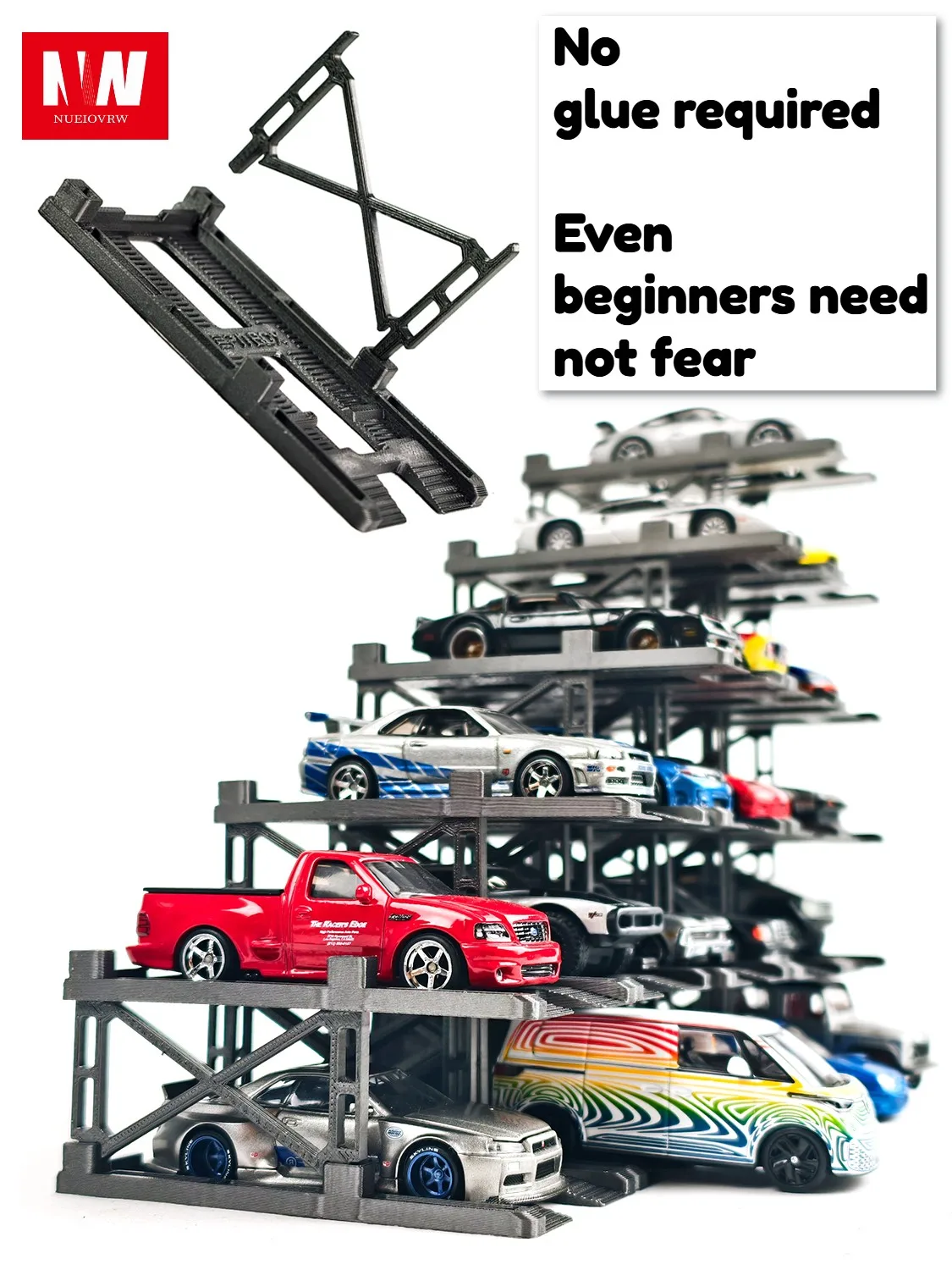 디오라마 1/64 모듈식 다층 주차장 랙 모델 자동차 전시 보관 캐비닛 모델 다층 차고 모델