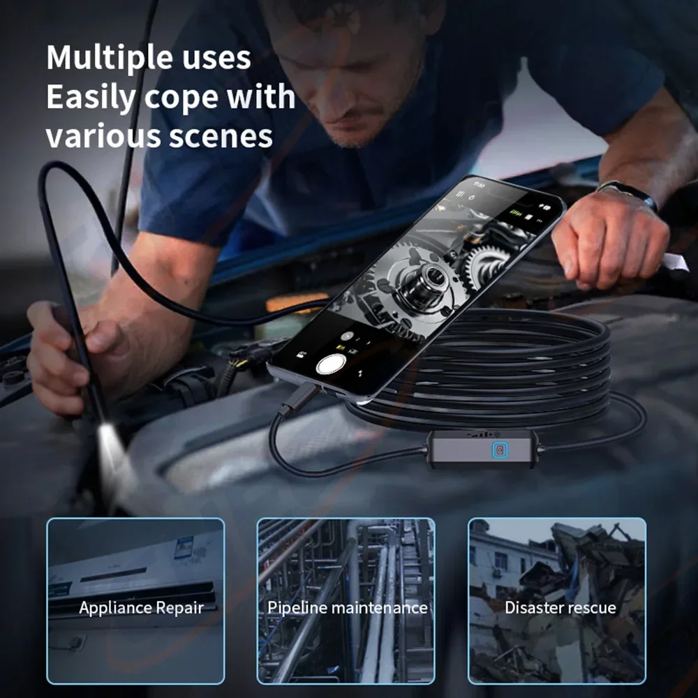 1-5M HD Endoscope Inspection Camera Type-C Mini Inspection Camera IP67 Car Sewer Pipeline Borescope for Android IOS iphone 6