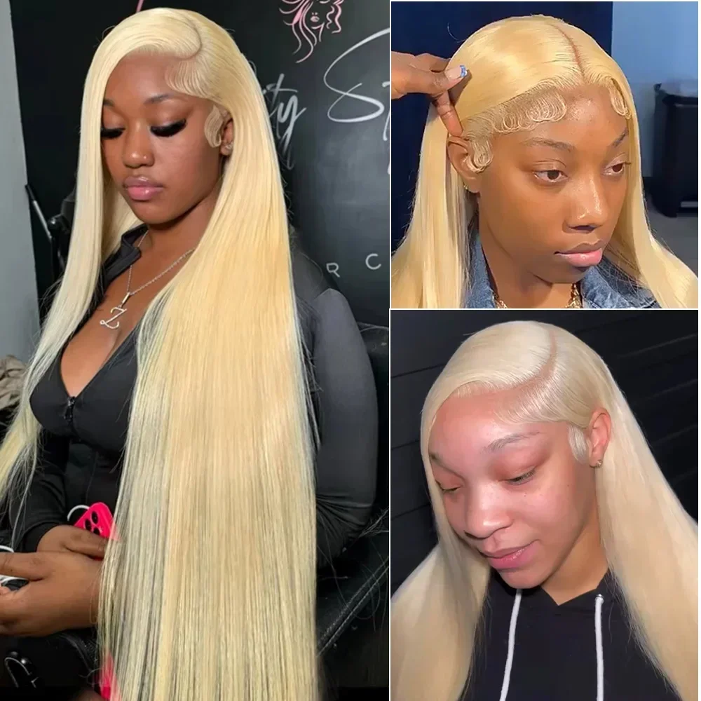 100% Human Hair Wigs 26 Inch Brazilian Bone Straight Lace Front Wig 613 Blonde 13x6 HD Transparent Lace Frontal Black Women human hair wig