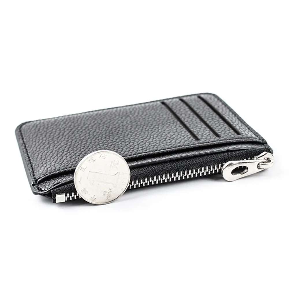 Mini Zipper Card Bag Slim ID Bank short wallet Credit Organizer Portable Small Slim Ultra-thin Short Purse for Men Black