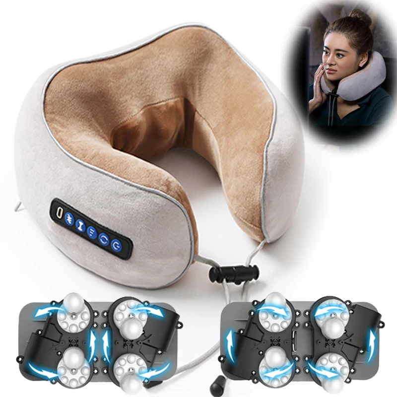 U-shaped Neck Pillow USB Charging Travel Massage Pillow Electric