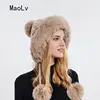 Winter Fluffy Fur Kintted Cap for Women Russian Lady Soft Warm Ear Protection Hats Female Outdoor Plush Coldproof Ball Beanies 1