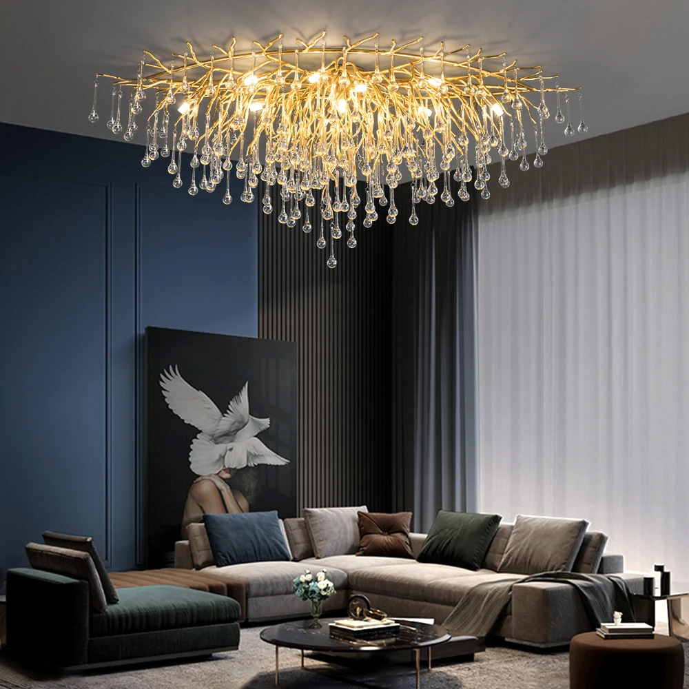 Nordic Ceiling Chandelier LED Crystal Ceiling Lights for Living