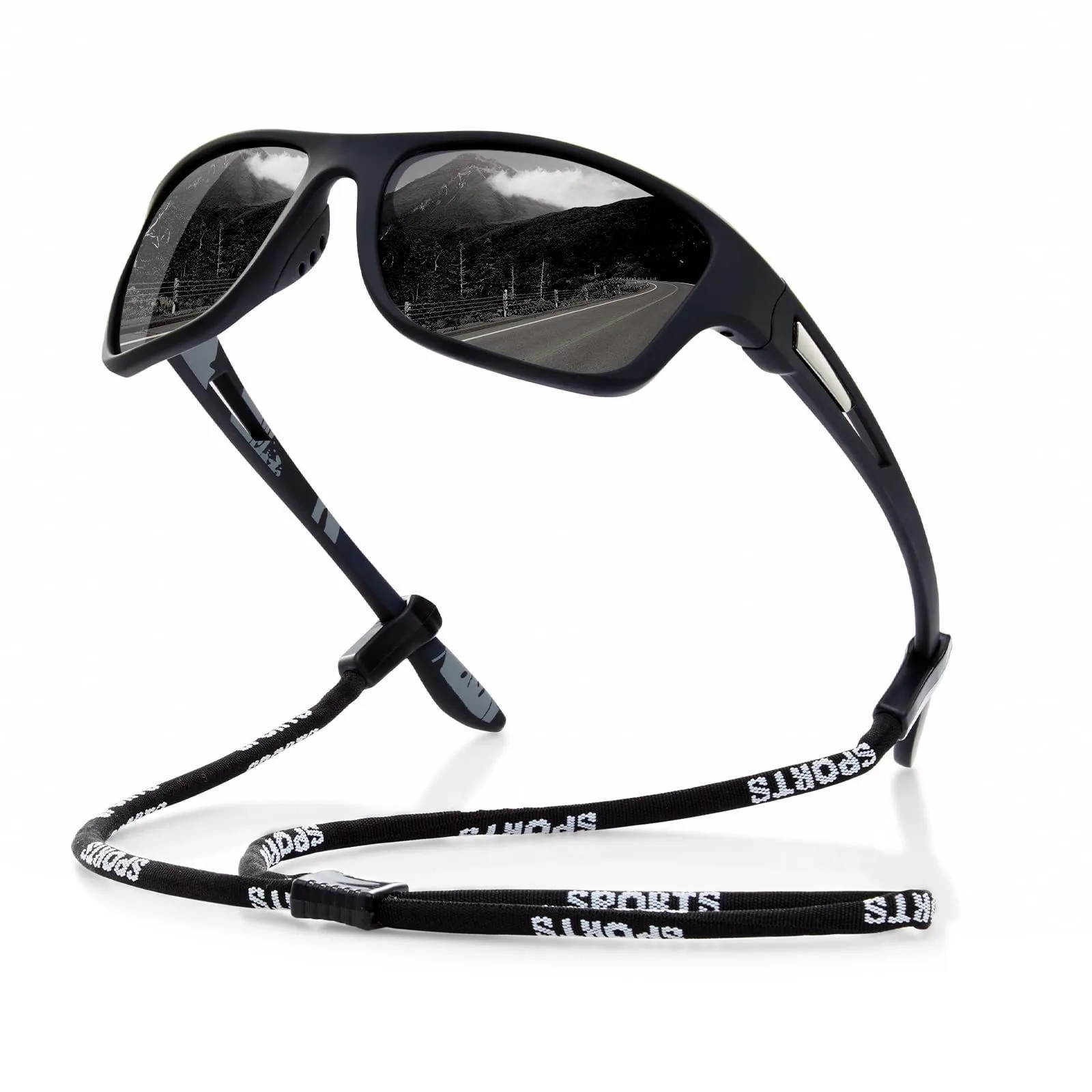 1pc Sports Sunglasses For Men & Women Outdoor Cycling Driving Fishing Polarized Comes With Strap