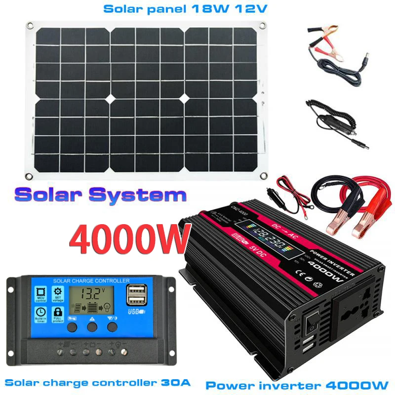 

Modified Sine Wave Inverter DC 12V To AC 110V 220V 4000W Voltage Transformer Charger Power Converter Solar Inverter 12V 220V