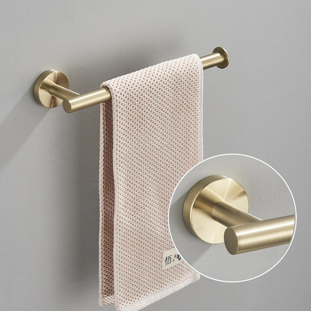 Brushed Gold Bathroom Accessories Set No Drill Towel Rack Stainless Steel Wall-mounted Robe Hook Paper Holder towel rack towel holder bathroom hardware set towel hooks