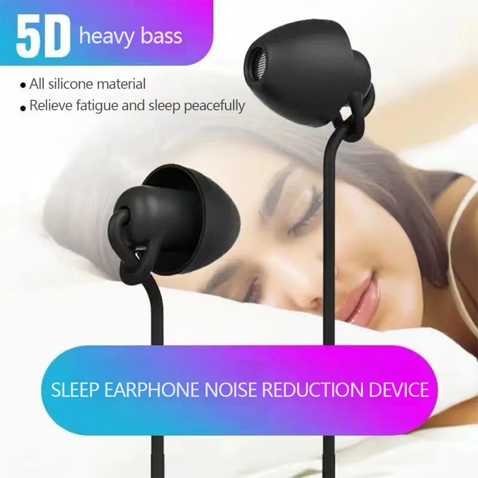 Silicone In-ear 3.5mm/Type-C Jack Wired Earphones Handsfree Sleep Headphones With Cable Earbuds In-line Control Headset With Mic