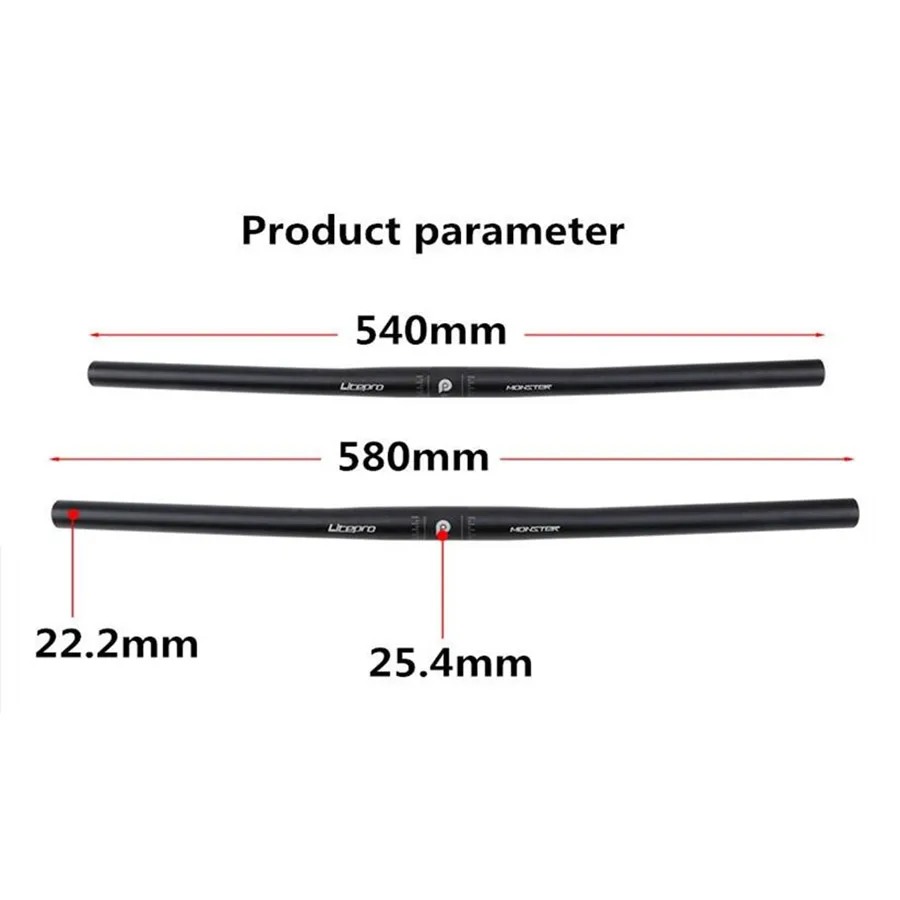 Litepro MTB Monster Horizontal Handlebar 25.4x540mm/580mm Ultralight Alloy 167/186g Straight One-shaped Handlebar For Brompton