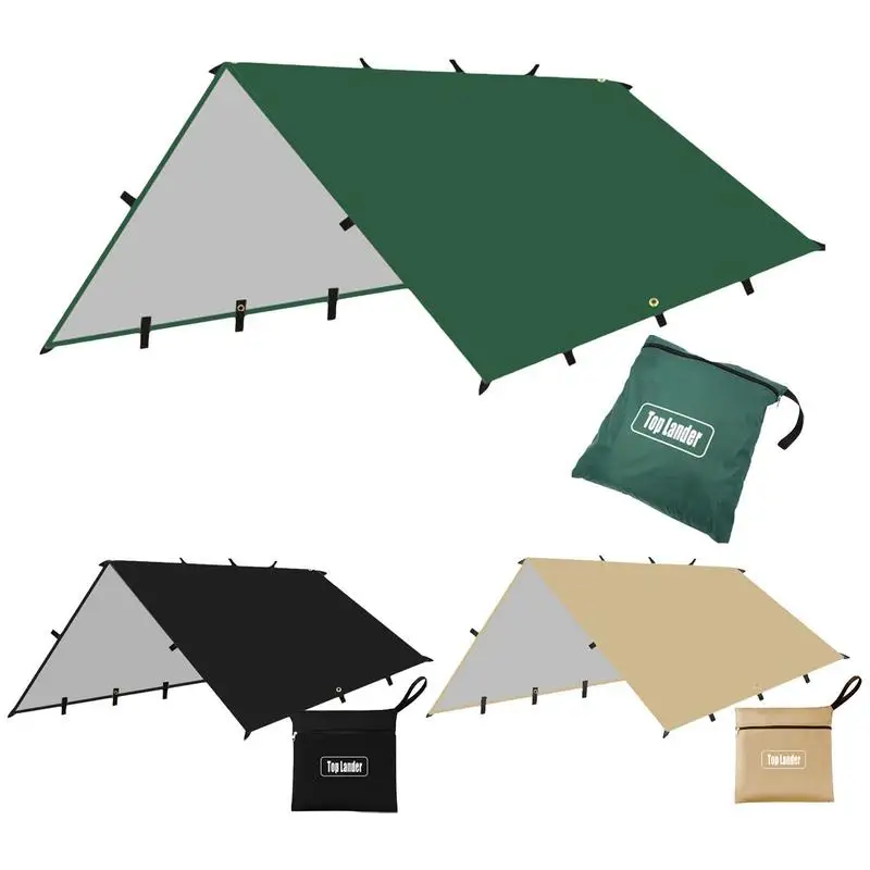 Bâche De Camping Imperméable 110x110 Cm - Housse Protection Hamac/tente, UV, Pluie, Vent, Tissu Argenté 210T, Léger, Avec Sac De Transport