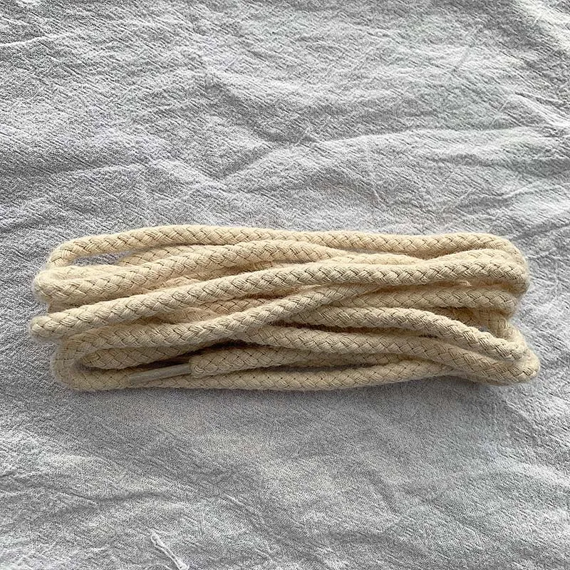 Linen Shoelace Decoration Accessories Suitable for Board Shoes Cotton and  Linen Round Shoe Laces Thick Beige White Shoe Rope - AliExpress