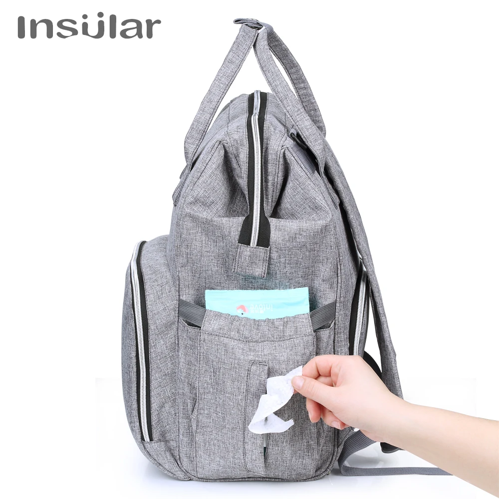 Diaper Bag Diaper Backpack Insular Brand Nappy Backpack Bag Mummy Large Capacity Stroller Bag Mom Baby Multi-function Waterproof Outdoor Travel