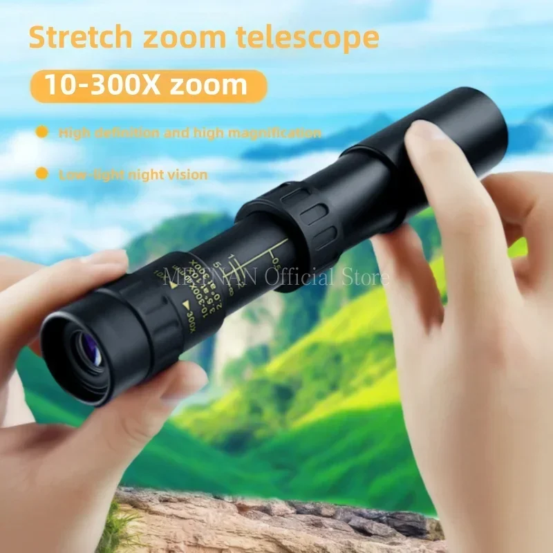 10-300x40 줌 망원경 HD 휴대용 강력한 쌍안경 사냥 캠핑을위한 장거리 전문 단안