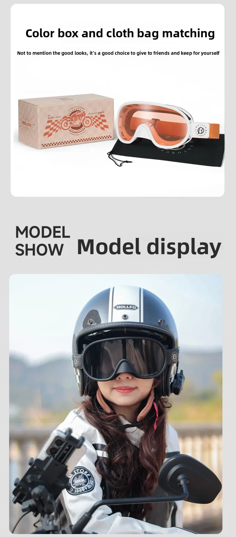 Motorradbrille mit photochromen Gläsern, Vintage-Motorradbrille für Halbhelme, HD-Linse, Motorrad-Sonnenbrille, UV-Blendschutz – Detail 15