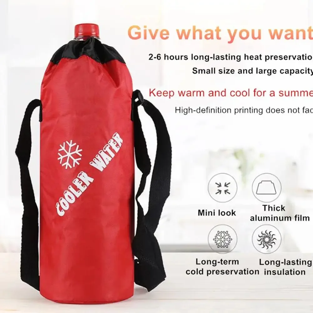 1PC Drawstring Water Bottle Pouch High Capacity Insulated Cooler Bag Outdoor Traveling Camping Hiking Water Bags