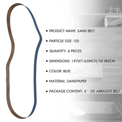 Premium Zirconia Alumina Sanding Belts - Set of 6, 2 x 72, 120 Grit for Metal Grinding & Polishing