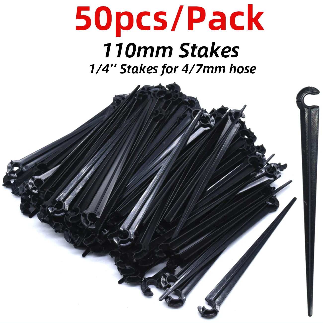 Sprycle 50pcs 4/7mm 3/5mm Tubing Hose  Joint Drip Irrigation KIT Barbed Tee Cross Eng Plug Adapter for Garden Water Connector 6