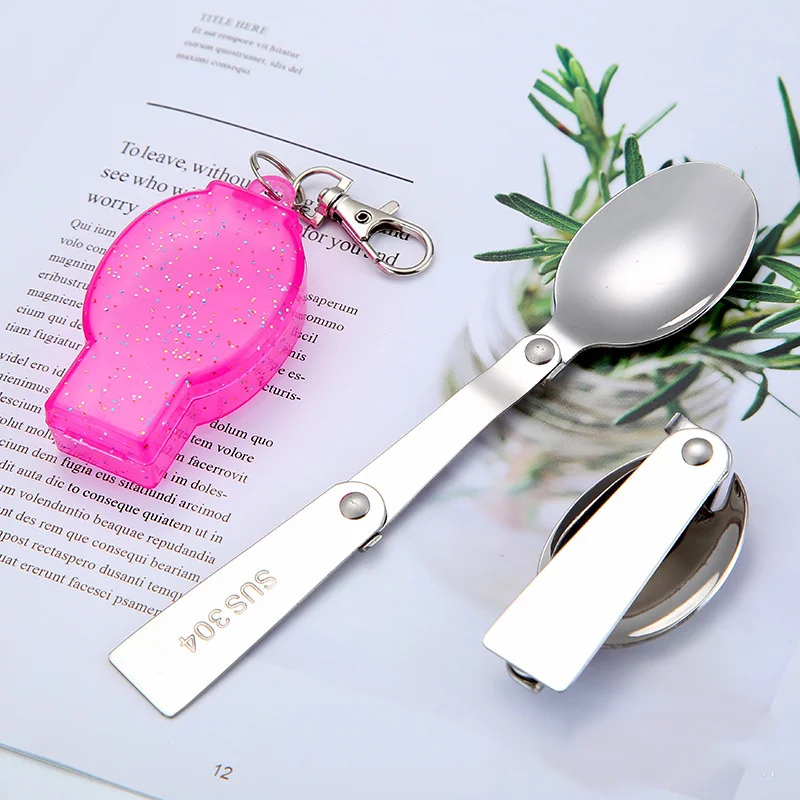Folding Spoon Fork Spork Outdoor Travel Camping Hiking Picnic Tableware Portable Gadget 304 Stainless Steel