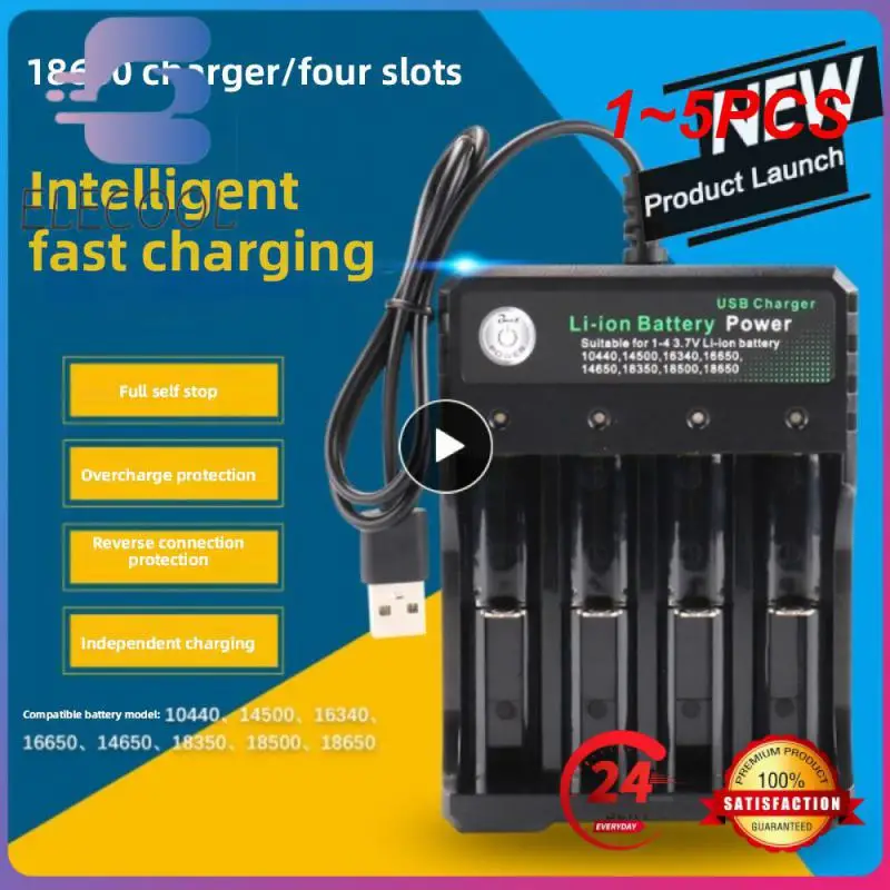 4 Slots AC 110V/220V 18650 Battery Charger Black For 14500 14650 16650  18350 18500 18650 3.7V Rechargeable Lithium Batteries