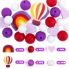 26Pcs/Set Baby Silicone Beads Teether Teething Rainbow Hot Air Balloons Beads Beads BPA Free For Makeing Pacifier Clips Necklace 4