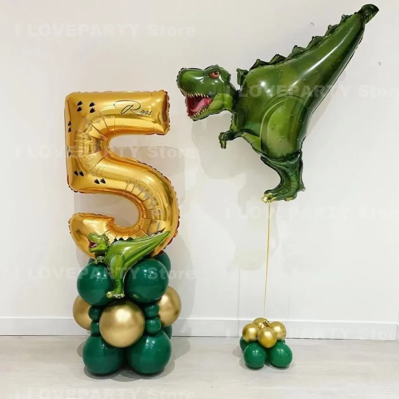 Juego de globos de dinosaurios para niños, Set de globos de cumpleaños con  temática de dinosaurios, 27 piezas, 1, 2, 3, 4 y 5 años| | - AliExpress