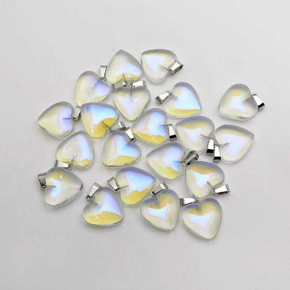 패션 새로운 20mm 혼합 유리 심장 펜던트 목걸이 보석 만들기 24Pc 고품질 매력 유행 액세서리 도매